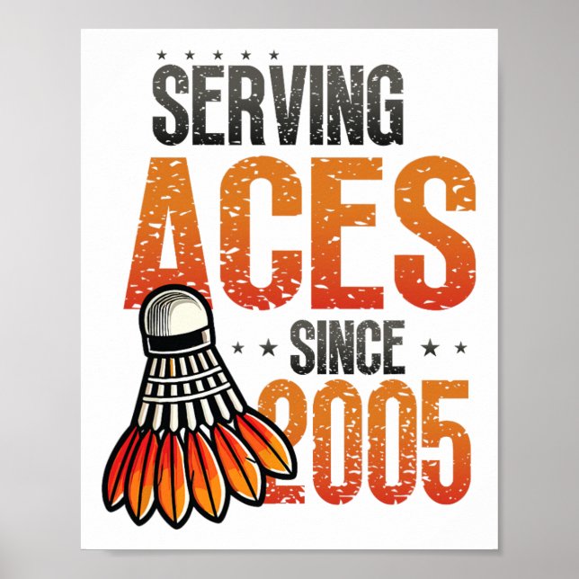 Poster Servindo Aces Desde 2005 Badminton Lover 20 (Frente)