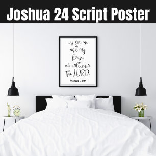 Poster Servir a Bíblia Lord KJV Verse Joshua 24 Script