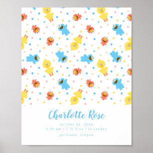 Poster Sesame Pals White Bolinhas Birth Stats