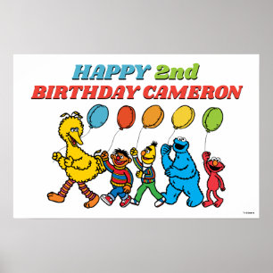 Poster Sesame Street Pals Balões Aniversário