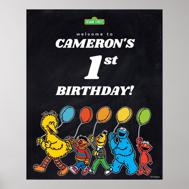 Poster Sesame Street Pals primeiro aniversario Balões de  (Frente)