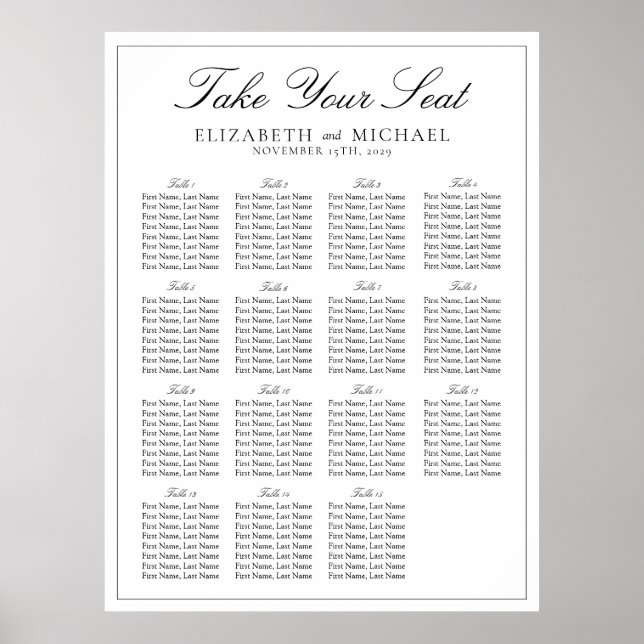 Poster Sessão de Casamento de Script Branco e Preto Elega (Frente)