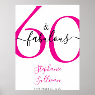 Poster Sessenta e Fabuloso Rosa Festa de Aniversário de 6