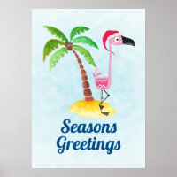 Sessões saudações Flamingo Rosa Rosa em Santa Hat