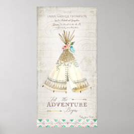 Póster Seta de Boho Adventure Teepee de Informações de Na