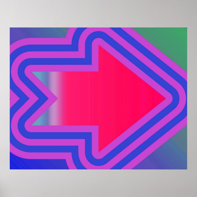 Poster Seta De pop Para A Direita Azul E Roxo (Frente)