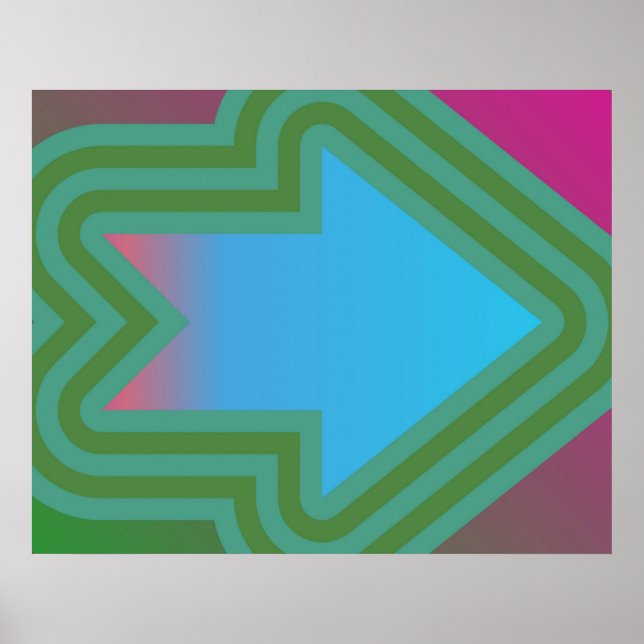 Poster Seta De pop Para O Verde Direito Sobre O Azul (Frente)
