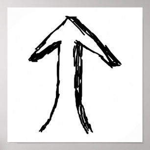 Poster Seta que aponta acima. Preto e branco.