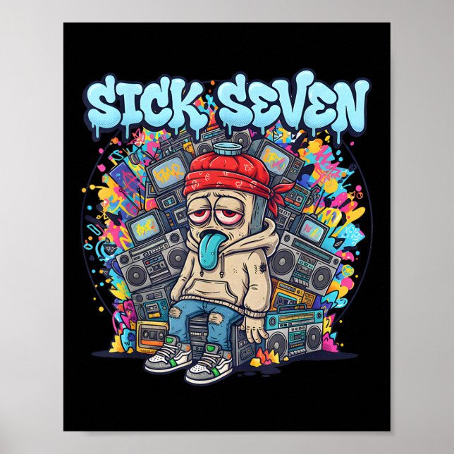 Poster Sete Doente 67 Graffiti Meme Seis Sete Rua Diverti (Frente)