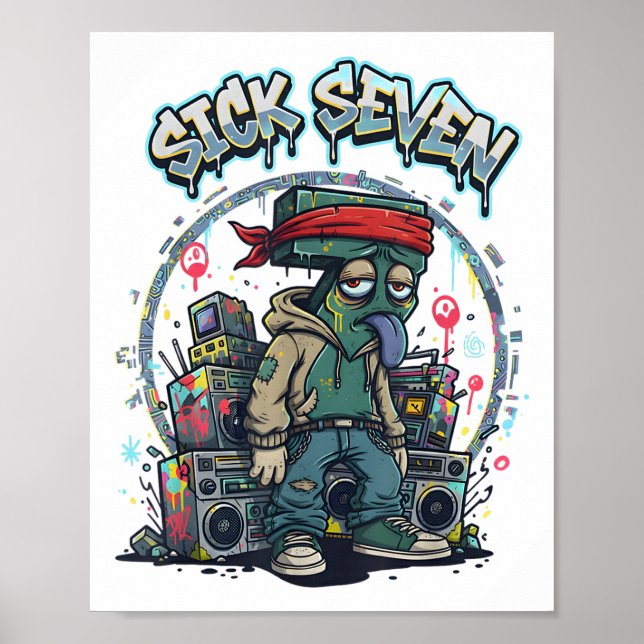 Poster Sete Doente 67 Grafite Meme Seis Sete Rua Diversão (Frente)