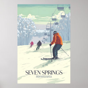 Poster Sete Fontes Pensilvânia EUA Estação de Esqui Viage