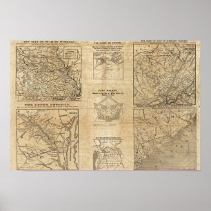 Poster Sete mapas de New York Herald