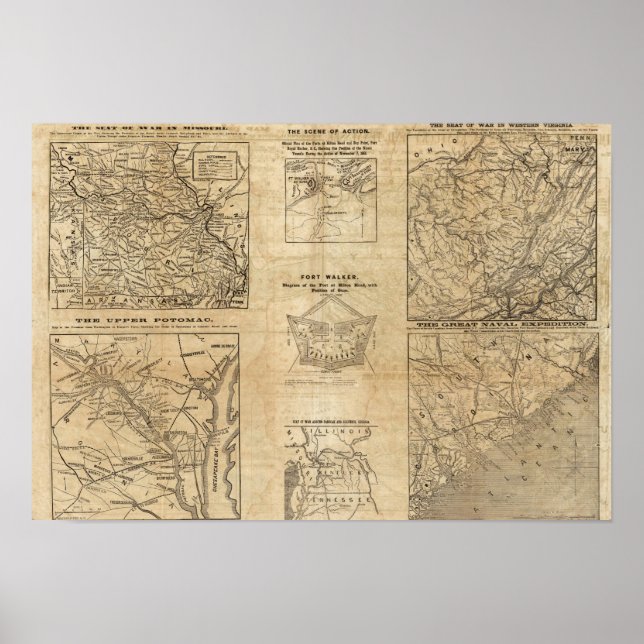 Poster Sete mapas do New York Herald (Frente)