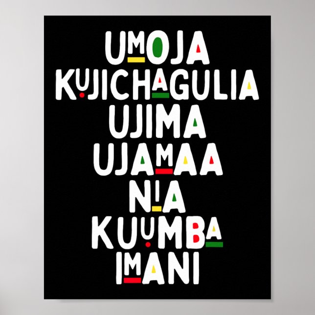 Poster Sete Princípios De Holid Afro-Americano Kwanzaa (Frente)