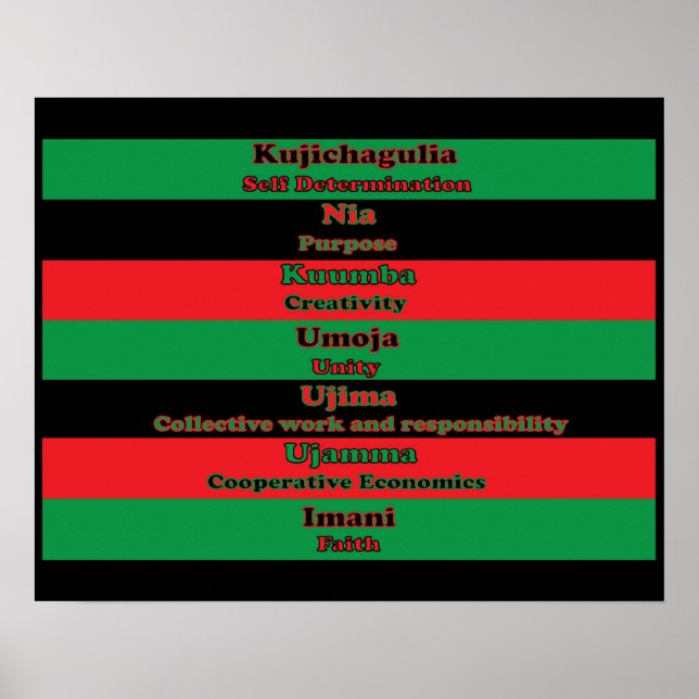 Poster Sete Princípios de Kwanzaa (Horizontal) (Frente)