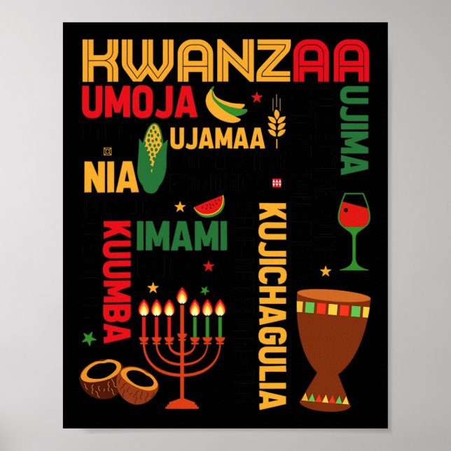 Poster Sete Princípios De Kwanzaa Orgulhosos Afro-America (Frente)