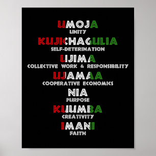 Poster Sete Princípios De Kwanzaa Orgulhosos Afro-America