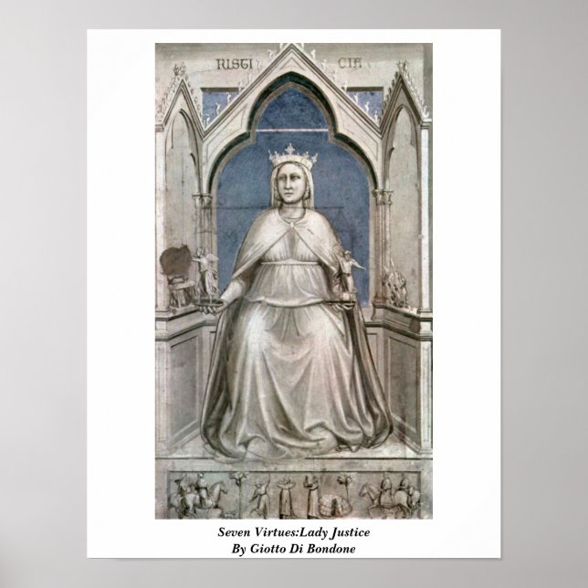 Póster Sete Virtudes:Lady Justice De Giotto Di Bondone (Frente)