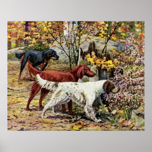 Póster Setores de Amantes de Cachorros de Arte Vintage