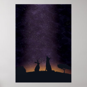 Póster Seu agradável a stargaze com amigos