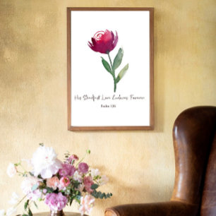 Poster Seu Amor firme aquarela rosa vermelha
