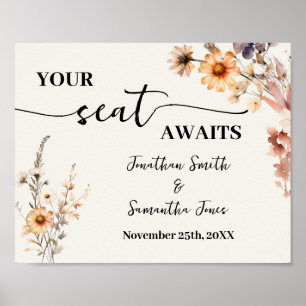 Poster Seu assento aguarda queda de Recepção de casamento