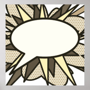 Poster Seu Balão de Fala de Mensagem Diversão Retro Quadr