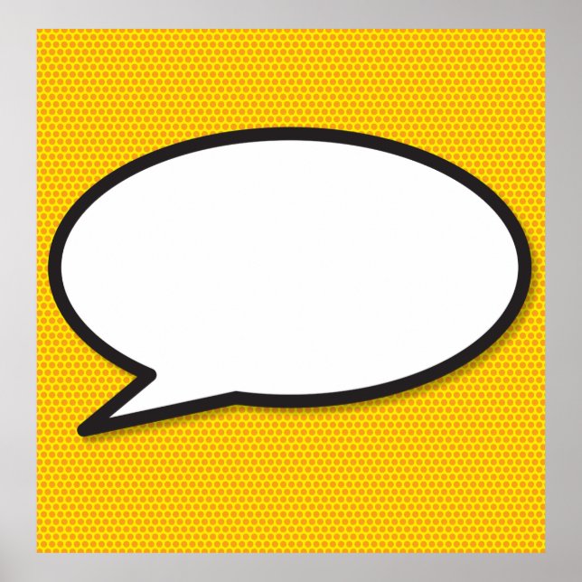 Póster Seu Balão de Fala Divertido Retro de Quadrinhos (Frente)