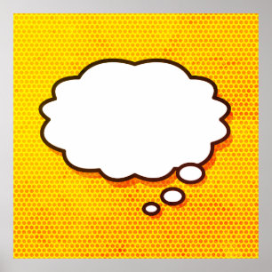 Poster Seu Balão de Pensamento Divertido Quadrinho Retrô