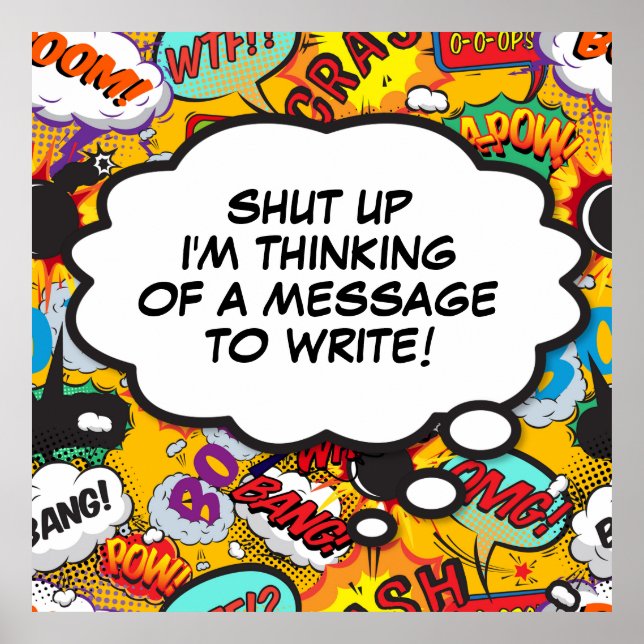 Poster Seu Balão de Pensamento Divertido Quadrinho Retrô (Frente)