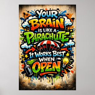Poster Seu Cérebro É Como Um Grafite Retro Parâquedas