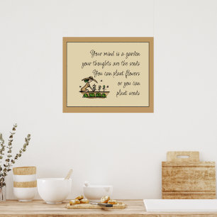 Poster Seu Cérebro é um Jardim Citação Inspiradora