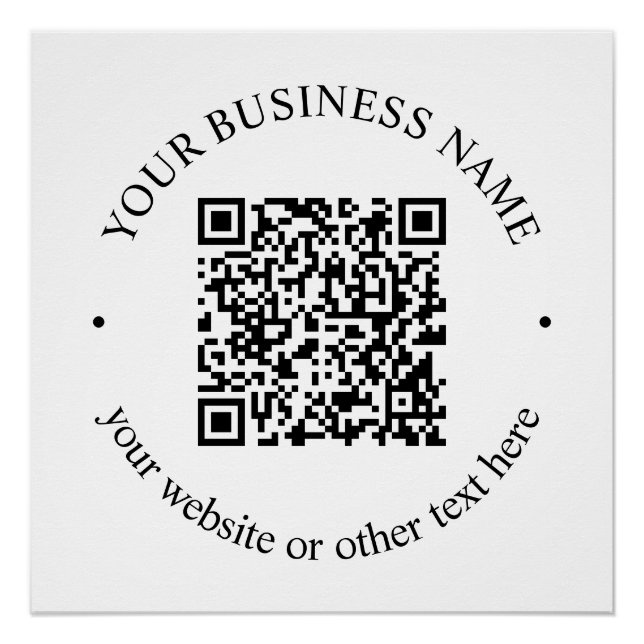 Póster Seu código QR carregado mais texto circular editáv (Frente)