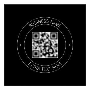 Póster Seu código QR e texto editável   Preto e branco