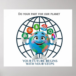 Poster Seu Futuro Seus Passos Dia da Terra Sustentabilida