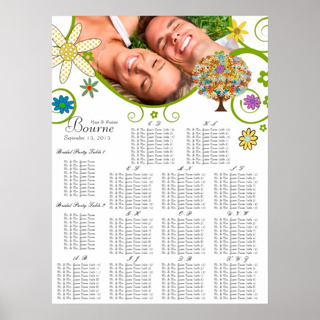 Póster Seu Gráfico de Assentos de Árvore de Flores Fotogr (Frente)