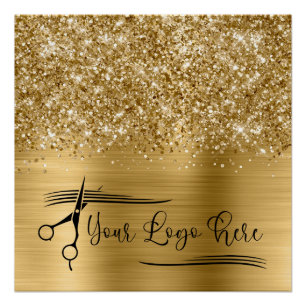 Póster Seu Logotipo Brilhante Dourado Glam