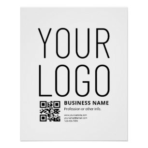 Póster Seu logotipo c/ código QR e texto editáveis