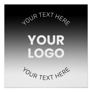 Póster Seu Logotipo Gradiente Preto e Branco Editável M