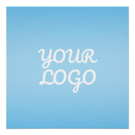 Póster Seu Logotipo & Moderno Ombre Simples | Azul Claro