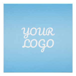 Póster Seu Logotipo & Moderno Ombre Simples Azul Claro