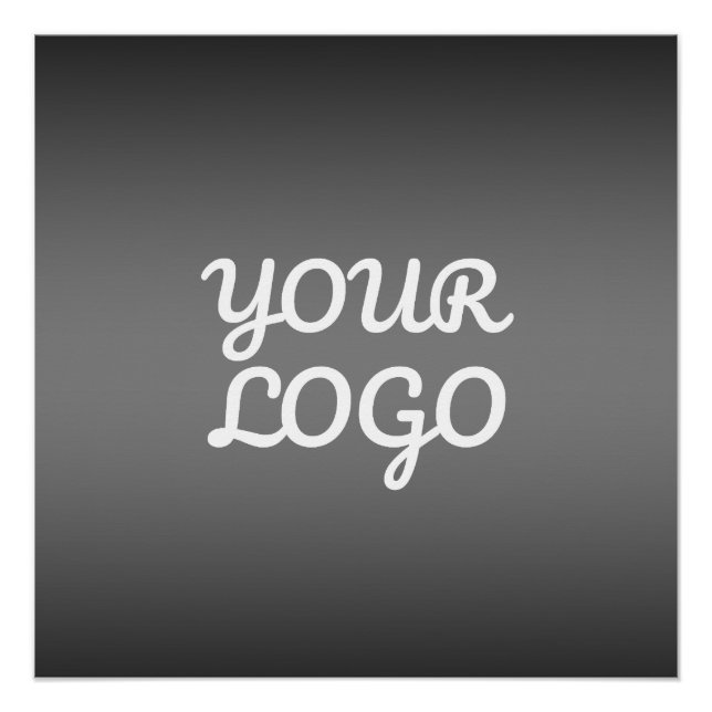 Póster Seu logotipo & Moderno Ombre Simples | Cinza Escur (Frente)