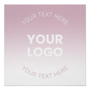Póster Seu Logotipo Moderno Rosa Pó e Branco Ombre