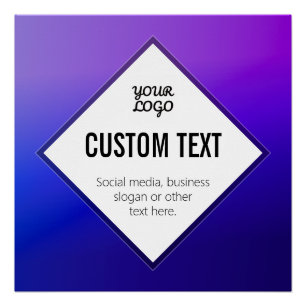 Póster Seu Logotipo & Texto Personalizável   Roxo Ombre