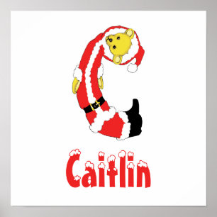 Poster Seu Nome Aqui! Letra personalizada C Teddy Bear Sa