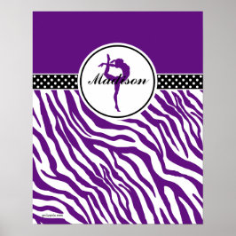 Póster Seu nome é Zebra Print Gymnastics em Roxo