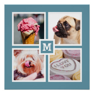 Póster SEU poster personalizado DE 4 FOTOS E MONOGRAM