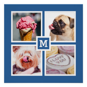 Póster SEU poster personalizado DE 4 FOTOS E MONOGRAM