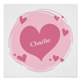 Póster Seu(s) nome(s) em um poster personalizado do coraç