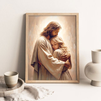 Poster Seu Salvador, Pintura Cristã, Jesus Abraçando